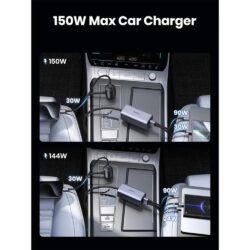 UGREEN 150W GaN USB-C Car Charger,4‑Port PD 140W Fast Car Charger