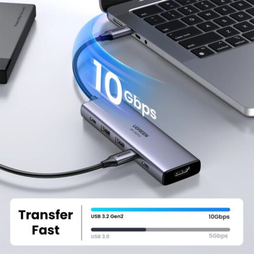 UGREEN 6-in-1 USB-C HUB Docking Station 2x USB 3.2 + 2 USB-C 3.2 + 4K HDMI + USB-C Power Delivery Port