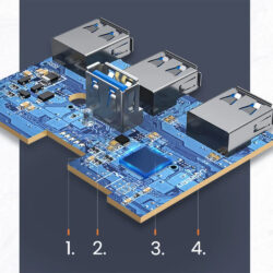 UGREEN USB 3.0 to 4- Port USB 3.0 Hub + Type-C Connector, with Power Port