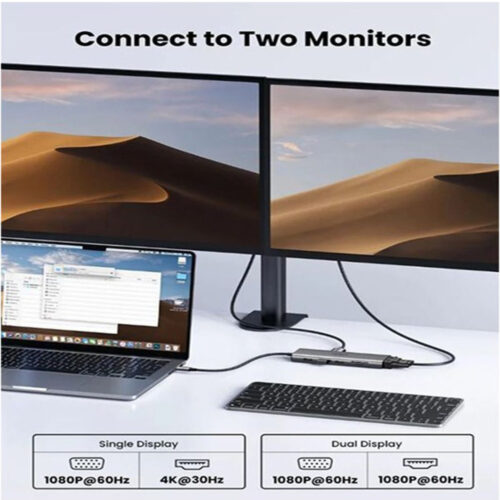 UGREEN 11-in-1 USB-C HUB Docking Station 2x USB + 2X USB-C + 4K HDMI + VGA + RJ45 + SD/TF + Aux + PD Port
