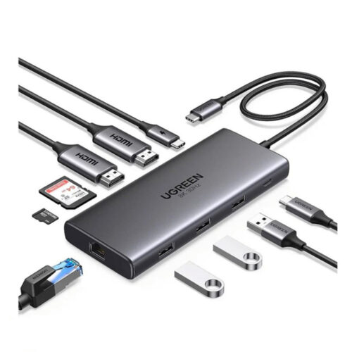 UGREEN 11-in-1 USB-C HUB Docking Station 2x USB + 2X USB-C + 4K HDMI + VGA + RJ45 + SD/TF + Aux + PD Port