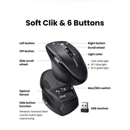UGREEN Dual Mode Bluetooth & Wireless Mouse 5000DPI