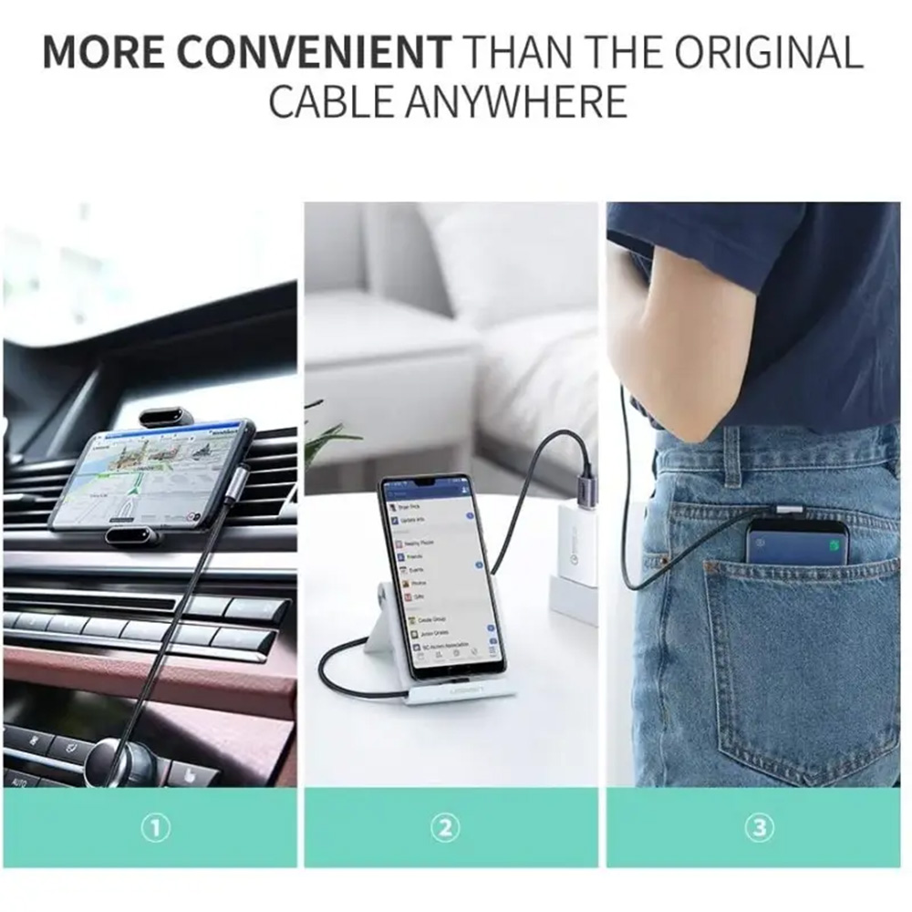 UGREEN USB-A To USB-C Angled 5V/3A Fast Cable – 2m UGREEN USB-A To USB-C Angled 5V/3A Fast Cable – 2m