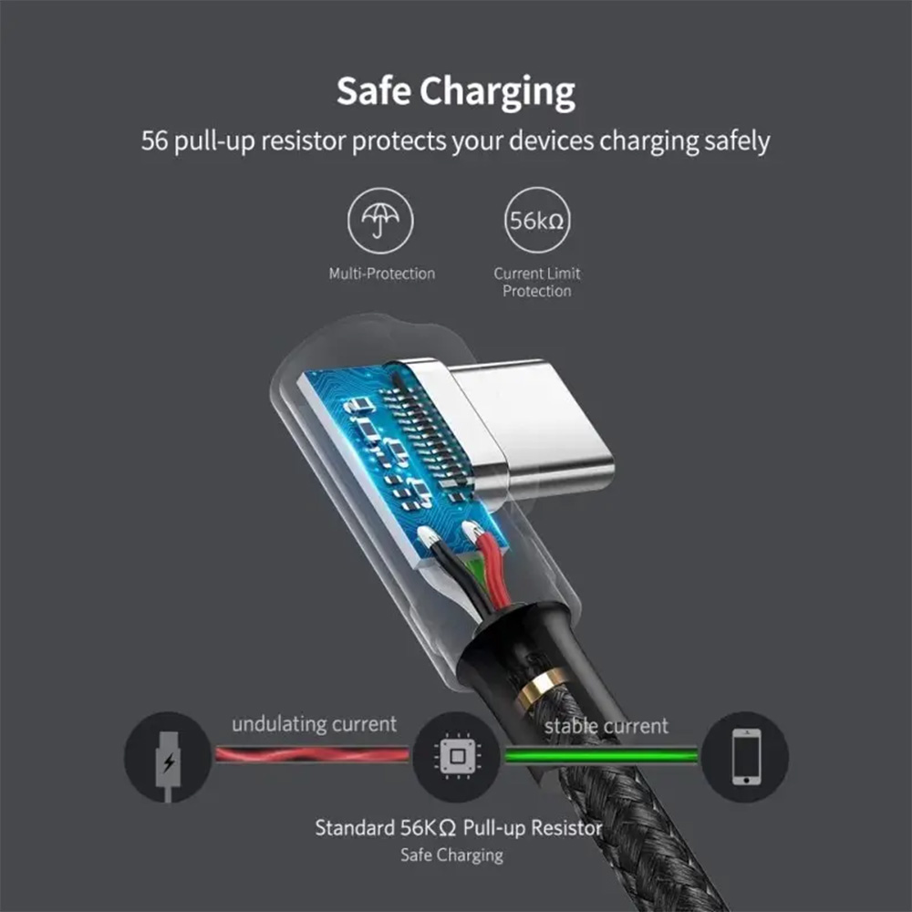 UGREEN USB-A To USB-C Angled 5V/3A Fast Cable – 2m UGREEN USB-A To USB-C Angled 5V/3A Fast Cable – 2m