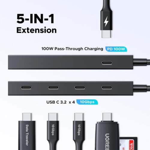 UGREEN USB-C Hub with 4 USB-C 3.2 Ports Power Delivery Up to 10Gbps Transfer Speed