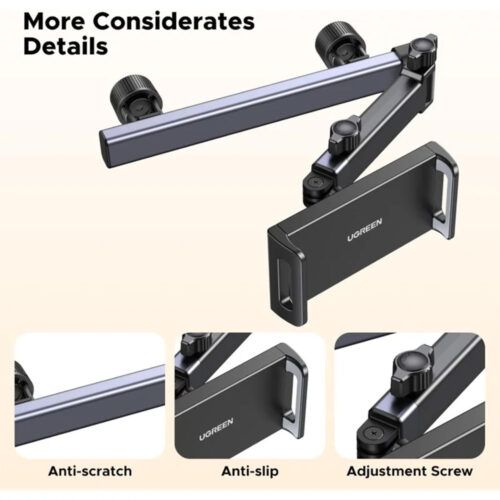 UGREEN Headrest Car Tablet Mount with Extendable Arm & 360° Rotation