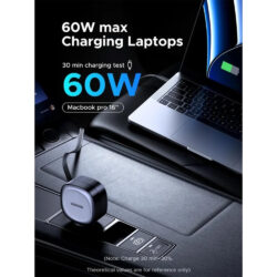 UGREEN 75W 3-Port Fast Car Charger with Retractable Cable