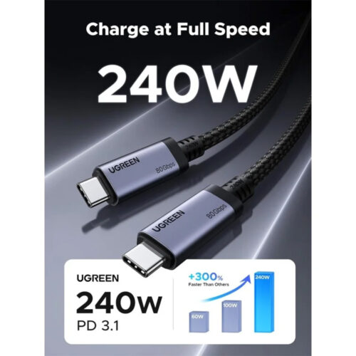 UGREEN Ultra High-Speed 240W Thunderbolt 4 USB-C Cable with 80Gbps Data Transfer
