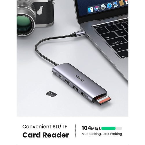 UGREEN 6-in-1 USB-C HUB (USB-C PD 100W + 4K HDMI + 2 USB-A + SD + TF)