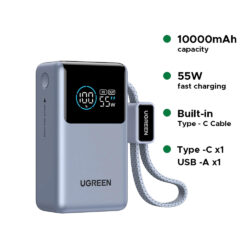 UGREEN Nexode Power Bank (10000mAh, 55W, 2 Ports, Built-in Cable) – 75701B