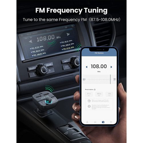 UGREEN FM and Bluetooth Transmitter and Car Charger 24W + TF Slot