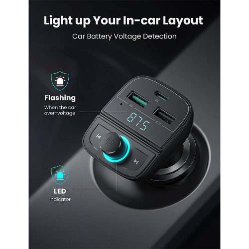 UGREEN FM and Bluetooth Transmitter and Car Charger 24W + TF Slot