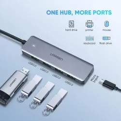 UGREEN 4-in-1 USB-C Hub (4x USB-A + MicroUSB power port)