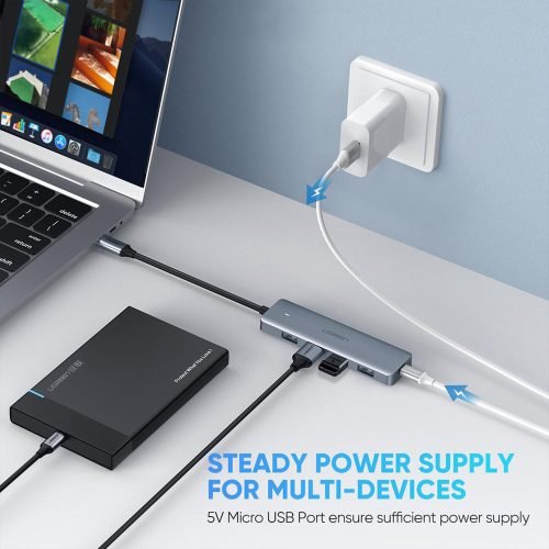 UGREEN 4-in-1 USB-C Hub (4x USB-A + MicroUSB power port)