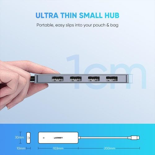 UGREEN 4-in-1 USB-C Hub (4x USB-A + MicroUSB power port)