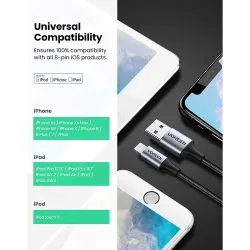 UGREEN USB-A to Lightning 5V/2.4A Fast Cable Aluminium Braid – 1.5m