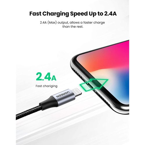 UGREEN USB-A to Lightning 5V/2.4A Fast Cable Aluminium Braid – 1.5m