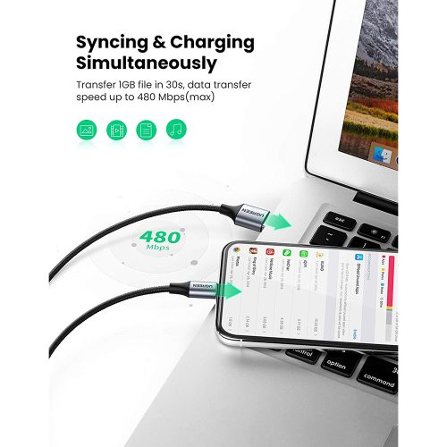 UGREEN USB-A to Lightning 5V/2.4A Fast Cable Aluminium Braid – 1.5m