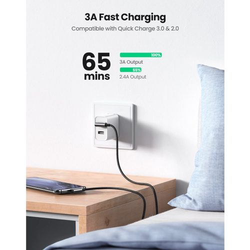 UGREEN USB-A To USB-C Angled 5V/3A Fast Cable – 2m